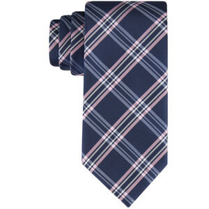 Tommy Hilfiger Men Twill Plaid Tie Navy/Pink